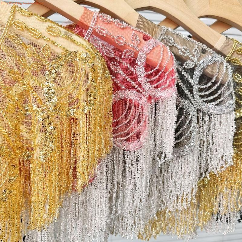 Stole Wedding Shawl - G92D Lantejoulas Bordadas Frisadas Borlas Xale