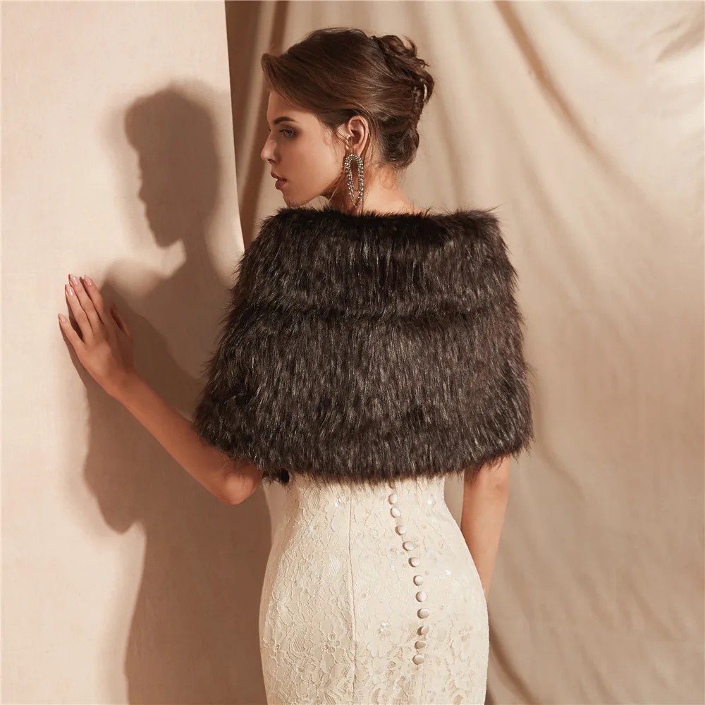 Elegante Xale de Pele Sintétic - Stole Wedding Shawl avaliação e preço