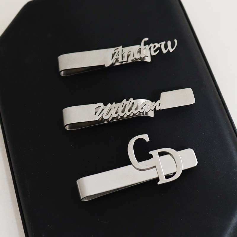 Diy carta nome padrão 4.8*0.8  - Tie Clip Silver avaliação e preço